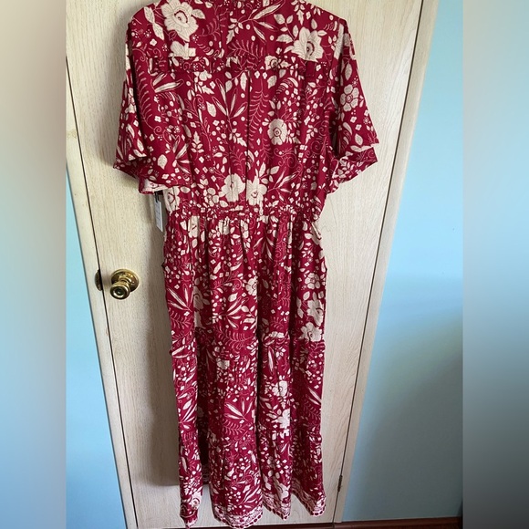 MASALA Burgundy Floral Bohemian Butterfly Sleeve Dress NWT Sz XL - Picture 10 of 13